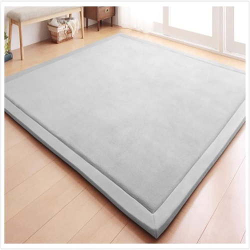 Thick Memory Foam Baby Play Mat, Soft Coral Velvet Non-Slip Backing Living Room Carpet for Versatile Use, Vacuum Compressed Moisture Resistant Mat (Coral Red)