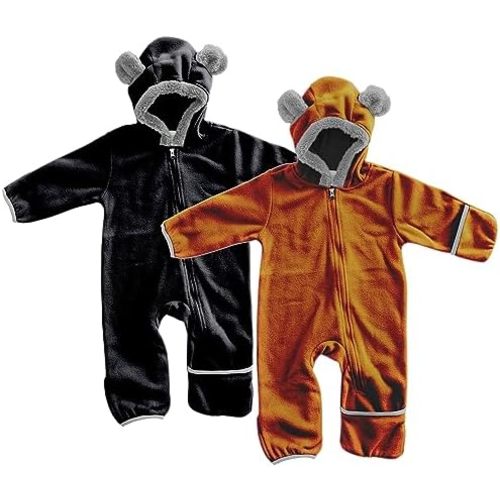 Fleece Baby Bunting Bodysuit – Infant One Piece Kids Hooded Romper Outerwear Toddler Jacket