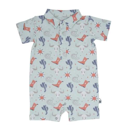 Sweet Bamboo - Bulls Boots Lasso Western Polo Romper