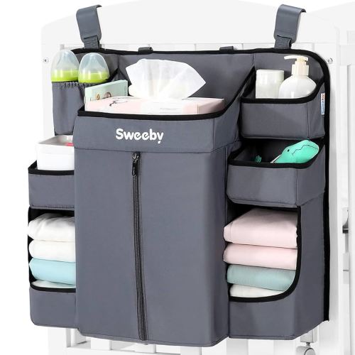 Sweeby Diaper Organizer for Changing Table and Crib - Nursery Diaper Stacker Hanging Caddy for Baby Essentials