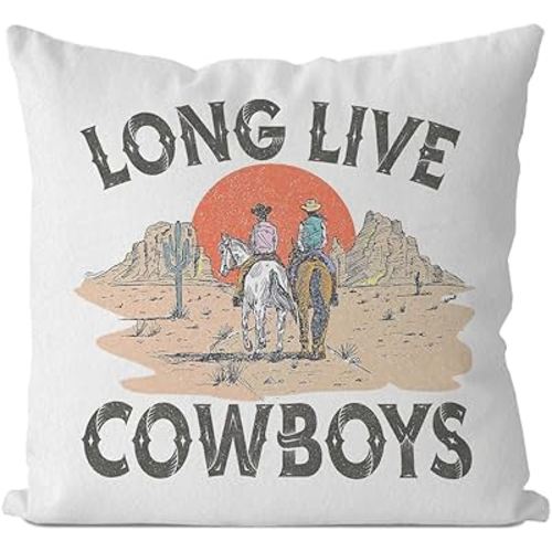 Western Long Live Cowboy Pillow Cover 18X18,Western Cowboy Throw Pillow Covers,Western Cowboy Cushion Pillowcase,Western Cowboy Decorative Pillowcase for Dorm Teen Boys Room Decor