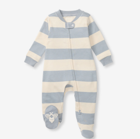 Burt's Bees Baby Boys Sleep and Play PJs, 100% Organic Cotton One-Piece Zip Front Romper Jumpsuit Pajamas