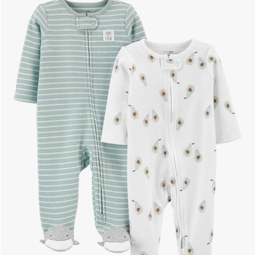 Simple Joys by Carter's unisex-baby 2-way Zip Thermal Footed Sleep and Play, Pack of 2