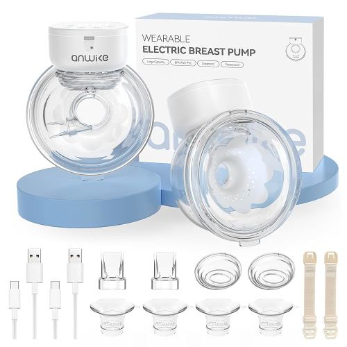 Hands Free Breast Pump Ultra-Light 230g, Wearable Breastfeeding Pump Portable for Travel and Work, Low Noise, Ergonomic 135° Flange, 9 Levels 4 Modes with 19/21mm Flange Inserts (White 2 Pack)