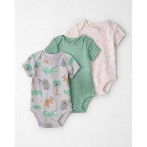 Baby 3-Pack Organic Cotton Bodysuits in Aussie Friends Print - Little Planet | Carter's