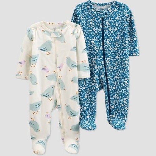 Baby Girls' 2pk Floral Sleep N' Play - Just One You® made by carter's Off-White/Blue