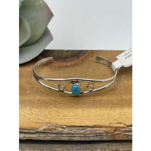 Turquoise Oval Baby Bracelet by Judy Lincoln, Navajo