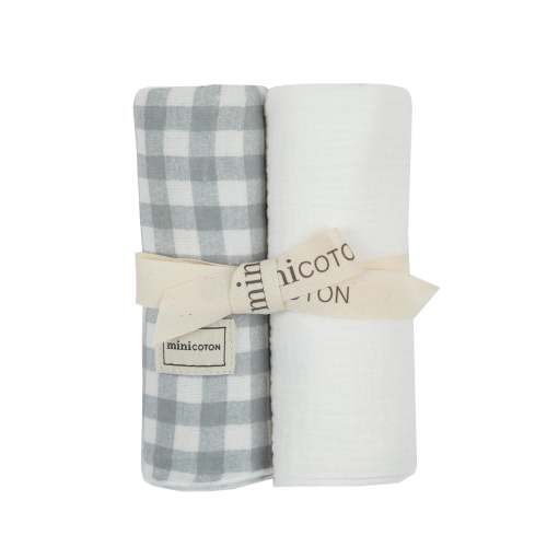 Pack Muselinas Vichy Dusty Blue