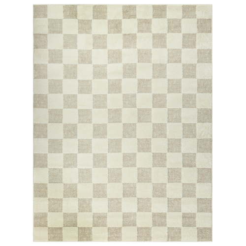 Mainstays Transitional Check Ivory Tan Indoor Area Rug, 5'3" x 7'