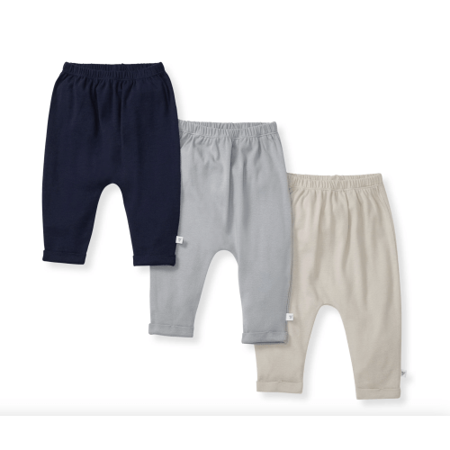Solid Organic Cotton Baby Pants 3 Pack - Midnight