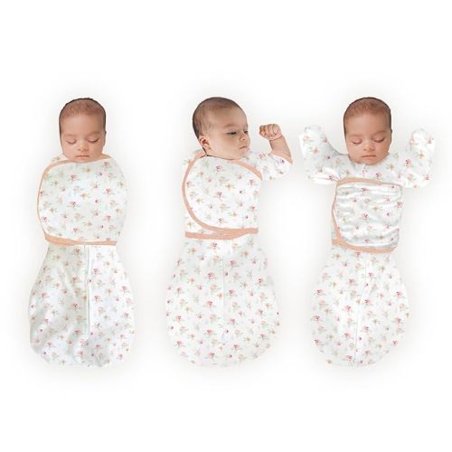 SwaddleDesigns 6-Way Omni Swaddle Sack, Arms Up Swaddle for Newborn, More Options to Calm Startle Reflex, Improves Sleep, 12-18 lbs, Watercolor Peachy Pink Floral