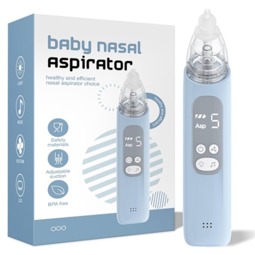 Baby Nasal Aspirator, Electric Nose Sucker with 5 Levels Suction, Soothing Light & Nursery Rhymes