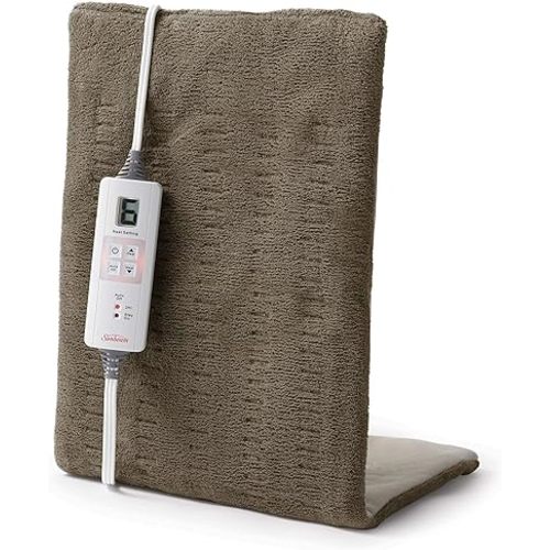 Sunbeam Premium Heating Pad with XpressHeat Technology - Electric Heating Pad for Neck, Shoulder and Back Pain, King Size, Brown