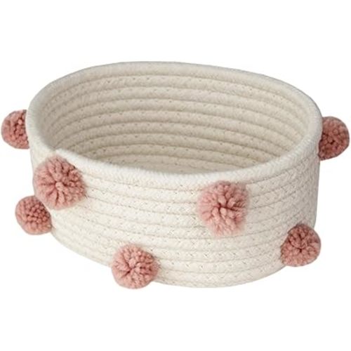 CHILDWEET Woven Storage Basket for Makeup Cosmetic Container Cotton Woven Container for Dressing Table Desktop Sundries Storage Holder 7.87 X 5.90 X 3.54 in