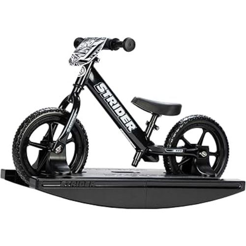 Strider 12” Pro Bike + Rocking Base - Helps Teach Baby How to Ride a Balance Bicycle - for Kids 6 Months to 4 Years - Easy Assembly & Adjustments