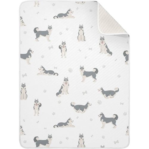 Swaddle Blanket Husky Grey Cotton Blanket for Infants, Receiving Blanket, Lightweight Soft Swaddling Blanket for Crib, Stroller, Nursery Blankets, 30X40 in