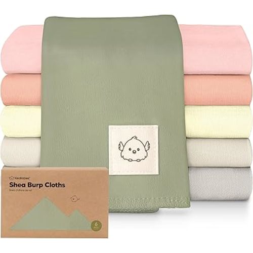 Organic Burp Cloths Baby Boy, Girl - 6-Pack Large 100% Cotton Burping Cloths for Babies, Spit Up Rags, Super Absorbent, Ultra Soft Newborn Rag, Gender Neutral, Machine Washable, Durable (Embrace)
