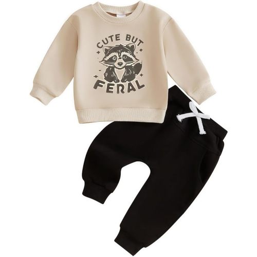 Sejardin Toddler Baby Boy Clothes Cute Fall Winter Outfit 6 12 18 24M 3T Letter Long Sleeve Sweatshirts and Jogger Pants Set
