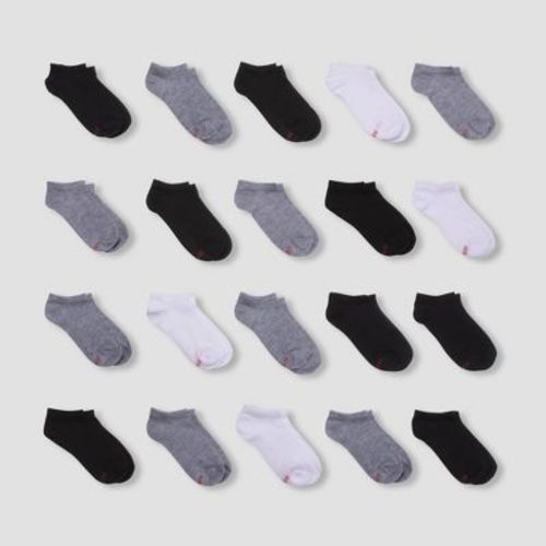 Hanes Boys' 20pk No Show Athletic Socks - Colors May Vary S