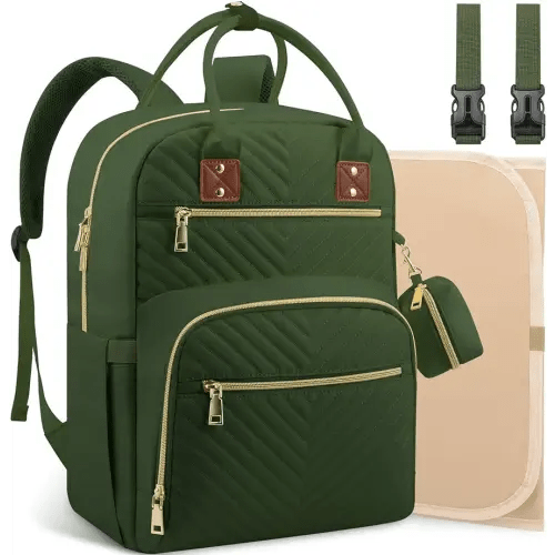 Tenot Baby Diaper Bag Backpack, Travel Diaper Bags for Girl Boy Large Capacity Baby Bag Backpack for Women Army Green