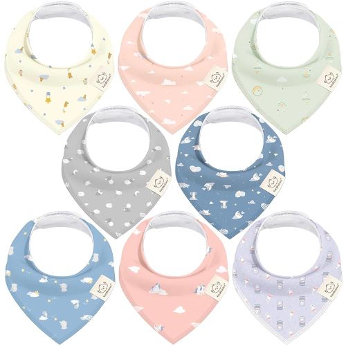 8-Pack Organic Baby Bandana Bibs for Girls - Super Absorbent Triangle Baby Bibs for Drooling and Teething Infant, 100% Cotton Extra Soft for Newborn, Infant 0-36 Months (Dreamers)