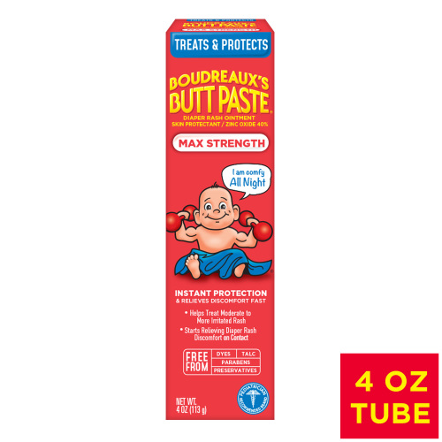Boudreaux's Butt Paste Maximum Strength Diaper Rash Cream, Ointment for Infant, 4 oz Tube