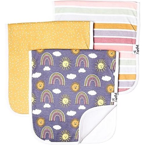 Copper Pearl Premium Baby Burp Cloths - 3-Pack Large Cotton Burp Cloths, Extra Soft Spit Up Rags with 3 Absorbent Layers, Perfect for Baby Boy and Baby Girl Gifts (21" x 10" Size, Hope Set)