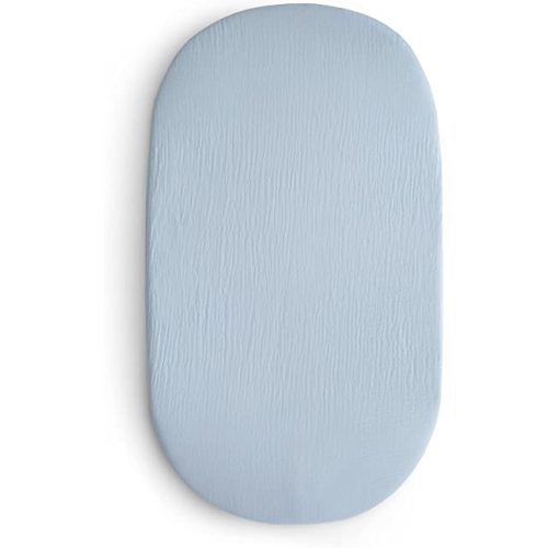 mushie Extra Soft Bassinet Muslin Crib Sheet | 30" x 16" (Baby Blue)