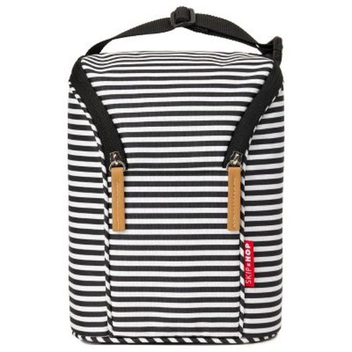 24qt Skip Hop Grab And Go Double Bottle Bag - Black/white Stripe