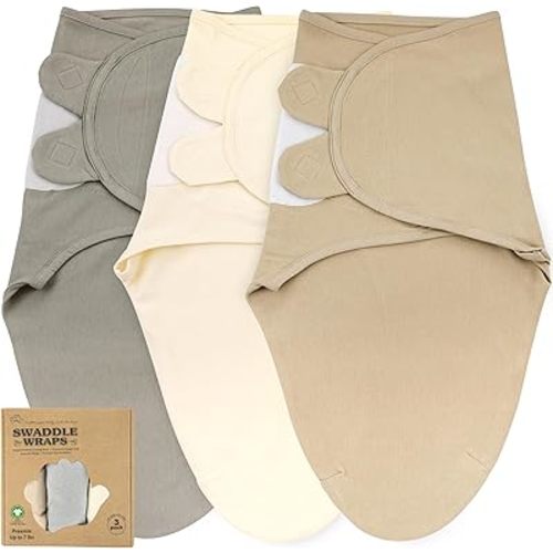Bublo Baby Organic Preemie Swaddles 4-7 lbs - 3-Pack Premature Babies Swaddle Sleep Sack - Premature Infant Sleeping Sack - Easy Adjustable Baby Swaddle Blanket Wrap Boy Girl (Solid Grey)