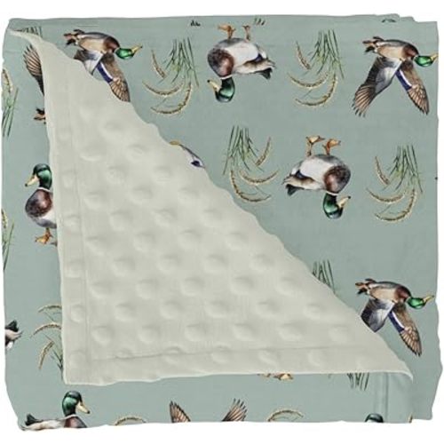 Green Mallard Ducks Baby Blankets for Girl Boy Duck Hunting Season Soft Mink Dotted Backing Double Layer Swaddle Receiving Blanket for Toddler Nursery Lake Wild Ducks Hunter Nursery Bed Blanket 30x40