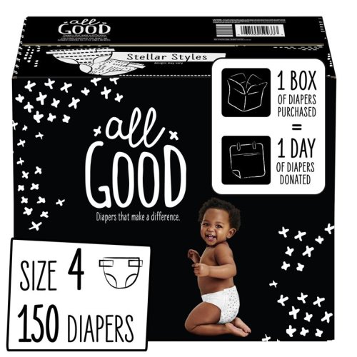 All Good Absorbent and Hypoallergenic Diapers, Size 4, 150 Ct