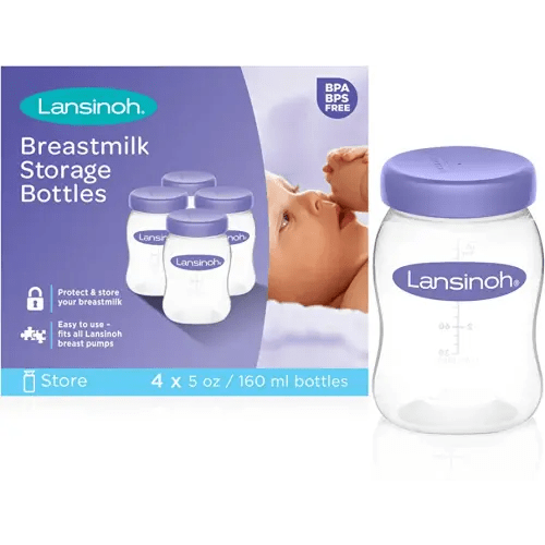 Lansinoh Breastmilk Storage Breast Pump Bottles, 4 Count