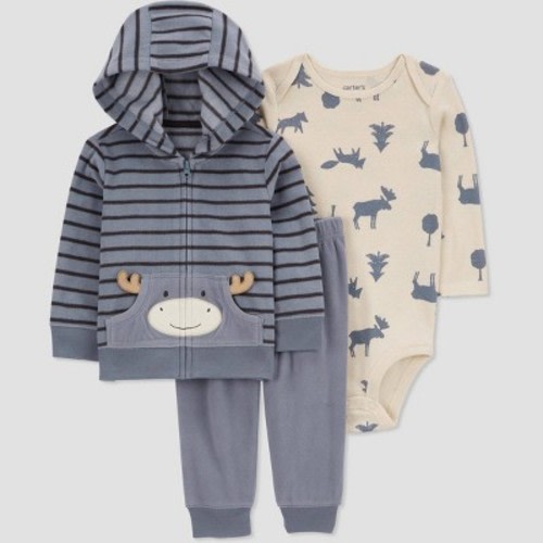 Carter's Just One You® Baby Boys' Moose N Top & Bottom Set - Gray 18M