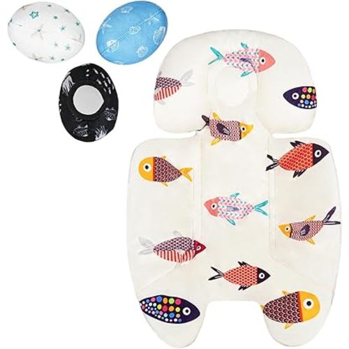 Mamaroo Newborn Insert and 3Pcs Mamaroo Replacement Toy Balls, Breathable Reversible Mamaroo Infant Insert Compatible with 4moms Mamaroo Baby Swing & RockaRoo, Head & Body Support, Machine Washable