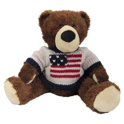 11'' Small Teddy Bear in US Flag Sweater