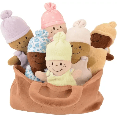 Creative Minds Basket of Babies Soft Baby Dolls, Sensory Toys, Multicultural, Diversity, Inclusion and Social Emotional Learning, Baby Toys for All Ages, Set of 6 Plush Dolls, Multicolor