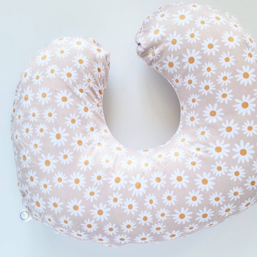 Beige Daisy Nursing Pillow Cover Minky, Minky, Floral, Girl, Beige Floral Breast Feeding Pillow Cover, Daisy, Gold, Almond Floral, White