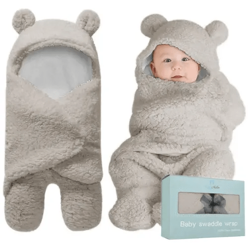 BlueMello Swaddle Blanket | Ultra-Soft Plush Essential for Infants 0-6 Months | Receiving Swaddling Wrap Grey | Ideal Newborn Registry and Toddler Boy Accessories | Perfect Baby Girl Shower Gift
