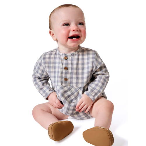 Modern Moments by Gerber Baby Boy Henley Dumpling Romper with Kanga Pocket, Sizes 0/3 Months - 24 Months