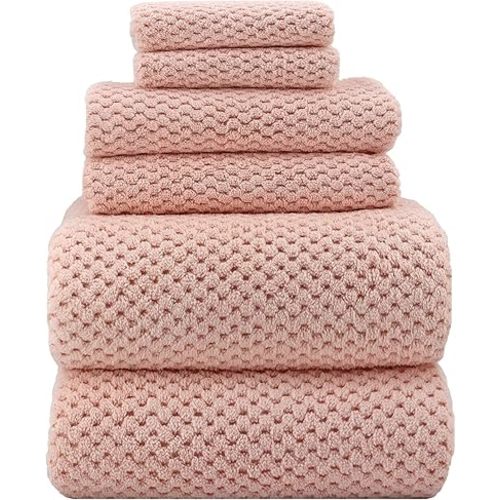YTYC Towels,39x78 Inch Oversized Bath Sheets Towels for Adults Luxury Bath Towels Extra Large Sets for Bathroom Super Soft Highly Absorbent Microfiber Shower Towels 80% Polyester (Pink,6 Piece)
