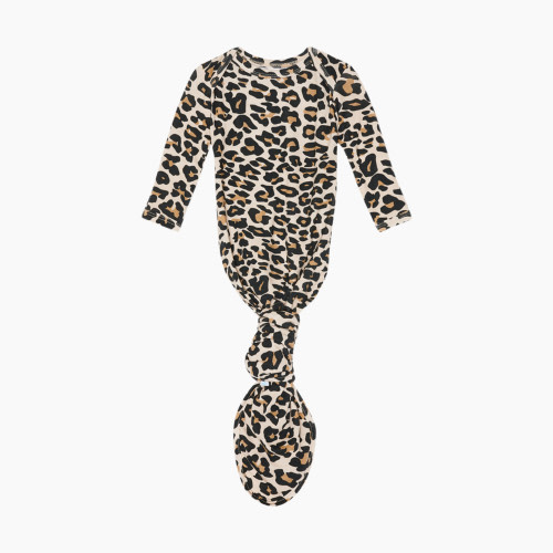 Posh Peanut Basic Knotted Gown - Lana Leopard Tan, 0-3M