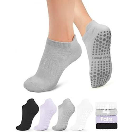 YeuG 4/6 Pairs Pilates Socks for Women - Non Slip Grip Socks for Yoga, Barre, Hospital, Barefoot