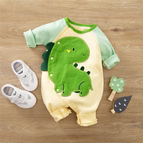 Baby Boy Cute Dinosaur Raglan Romper