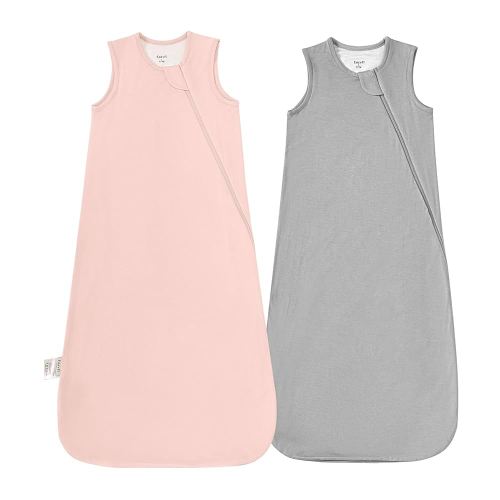 Supersoft Rayon Made from Bamboo Sleep Sack 6-12 Months 0.5 Tog Lightweight Toddler Sleep Sack Baby Wearable Blanket with 2-Way Zipper Summer Unisex Sleeping Bag for Babies (2 Pack) Pink & Gray