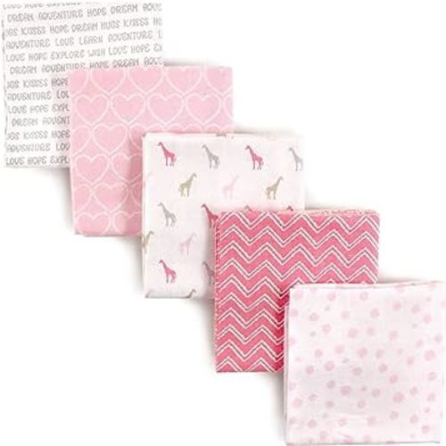 Luvable Friends Unisex Baby Cotton Flannel Receiving Blankets, Giraffe 4-Pack, One Size