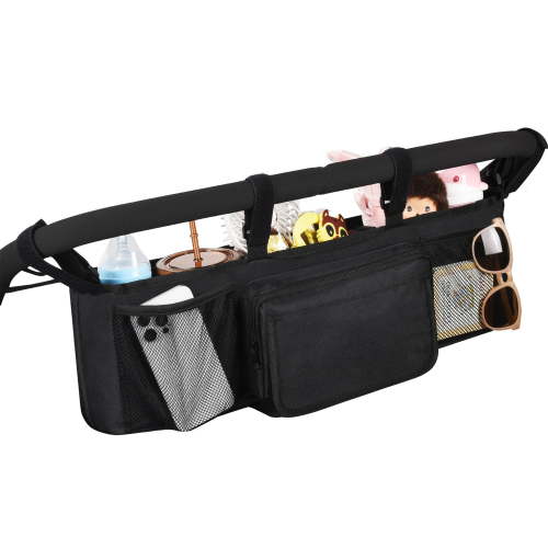 Gofinoday Universal Double Stroller Organizer,Insulated Cooler Pockets + Parent Console,Side-by-Side Jogger Stroller Accessory (Fits Most Brands)