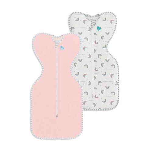 Love to Dream Swaddle UP Original 1.0 TOG Baby Sleep Sack Bundle, Small 8-13 lbs – Dusty Pink & Rainbow Dream, Arms-Up Self-Soothing Swaddles (2-Pack)
