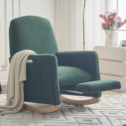 George Oliver Teddy Fabric Nursery Rocking Chair With Adjustable Footrest