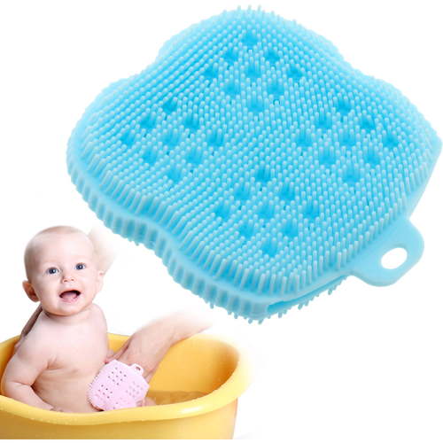 InfantCo Anti-Bacterial FDA-Approved Ultra Soft Baby Bath Silicone Scrubber Sponge, Foam Rub Microwave or Boil Water Sterilizing
